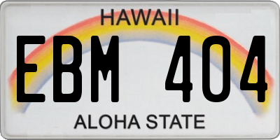 HI license plate EBM404