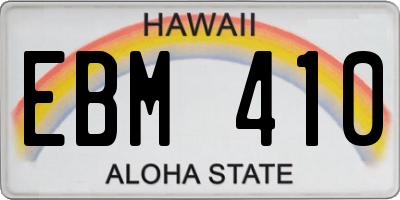 HI license plate EBM410