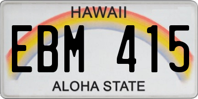 HI license plate EBM415