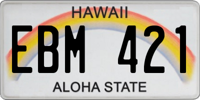 HI license plate EBM421