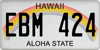 HI license plate EBM424