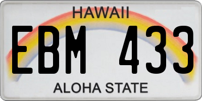 HI license plate EBM433