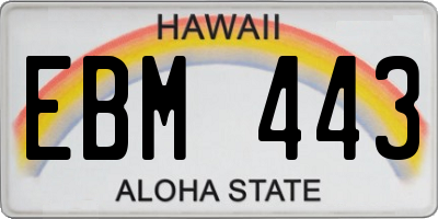 HI license plate EBM443