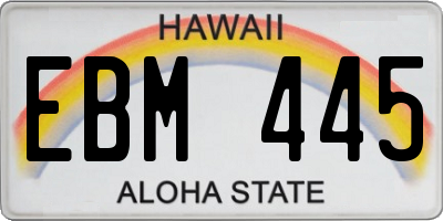 HI license plate EBM445