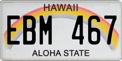 HI license plate EBM467