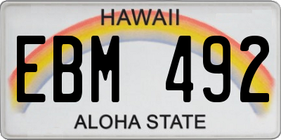 HI license plate EBM492