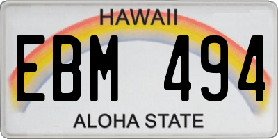 HI license plate EBM494