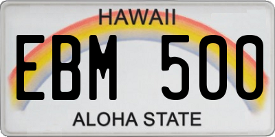HI license plate EBM500