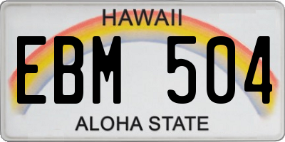 HI license plate EBM504