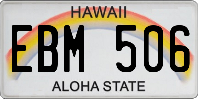 HI license plate EBM506
