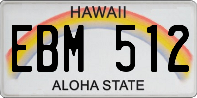 HI license plate EBM512