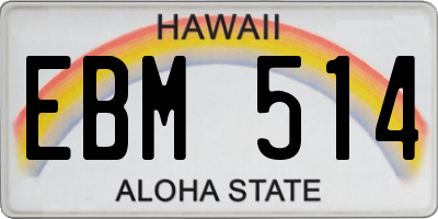 HI license plate EBM514