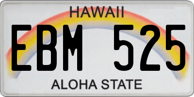 HI license plate EBM525