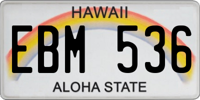 HI license plate EBM536