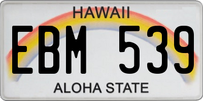 HI license plate EBM539