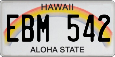 HI license plate EBM542