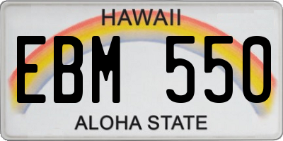HI license plate EBM550