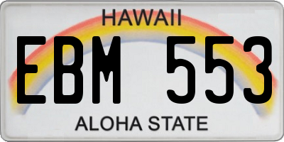 HI license plate EBM553