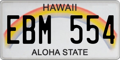HI license plate EBM554