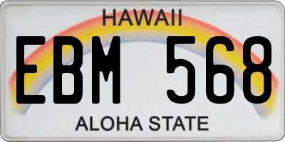 HI license plate EBM568