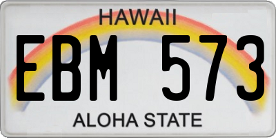 HI license plate EBM573
