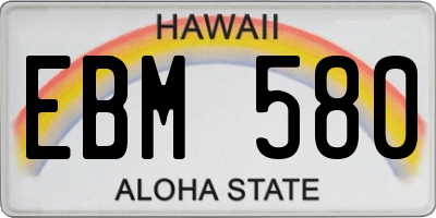 HI license plate EBM580