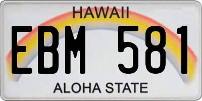 HI license plate EBM581