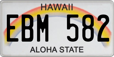 HI license plate EBM582