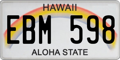 HI license plate EBM598