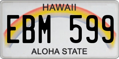 HI license plate EBM599