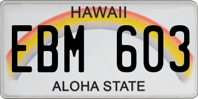 HI license plate EBM603