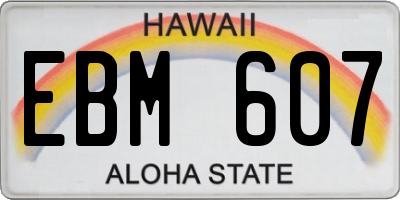 HI license plate EBM607