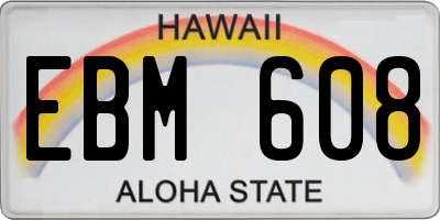 HI license plate EBM608