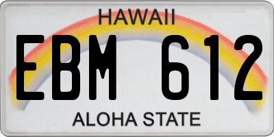 HI license plate EBM612