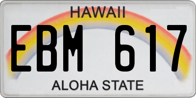 HI license plate EBM617