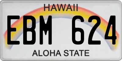 HI license plate EBM624