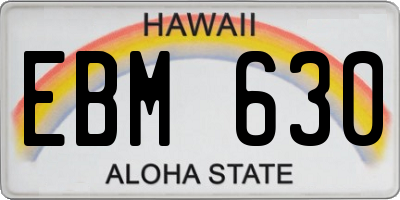 HI license plate EBM630