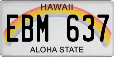 HI license plate EBM637