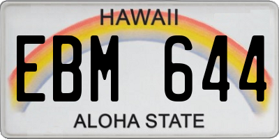 HI license plate EBM644
