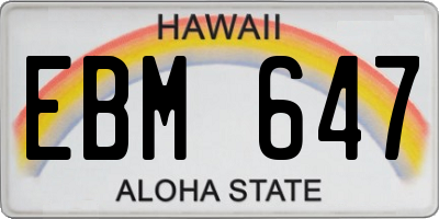 HI license plate EBM647