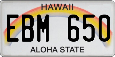 HI license plate EBM650