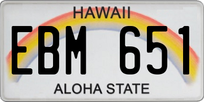 HI license plate EBM651