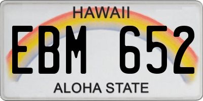HI license plate EBM652