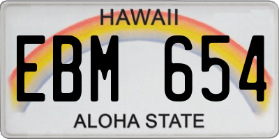 HI license plate EBM654