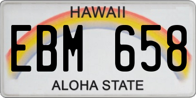 HI license plate EBM658