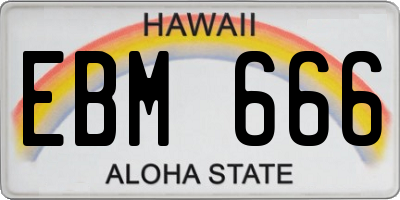 HI license plate EBM666