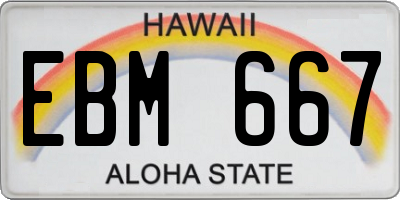 HI license plate EBM667