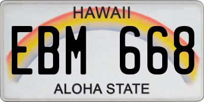 HI license plate EBM668