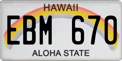 HI license plate EBM670