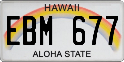 HI license plate EBM677